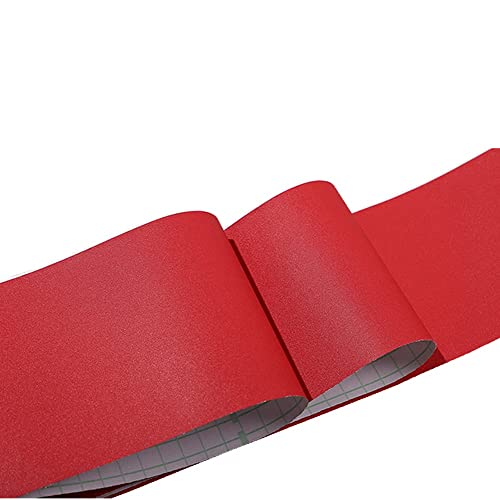 Nb Self Adhesive Solid Color Frosted Wallpaper Border Stick Waterproof Wall Border Easy To Apply Kitchen Bathroom Tiles Sticker 4 X 196Inch (Red) #TOP1