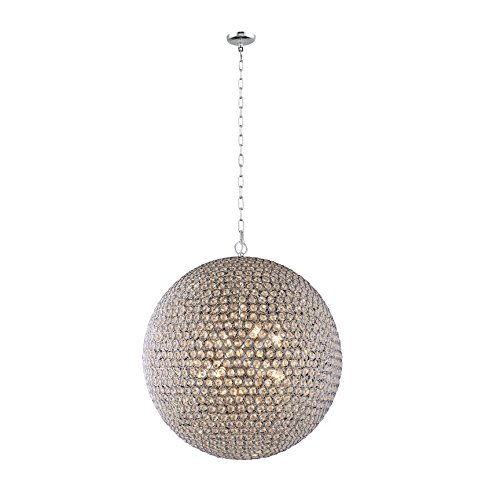Brillant Pendant 19" Wide 8 Light Round Ball Crystal Minimalist Pendant Light In Chrome Finish With Clear Crystal #TOP3