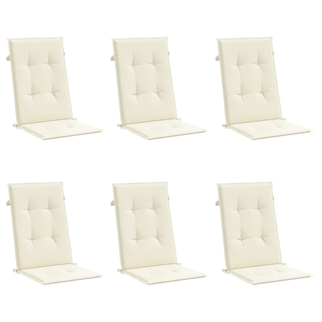 vidaXL 6x Cuscini per Sedie da Giardino Eleganti Morbidi Resistenti Arredi per Esterni Tessili Decorativi Crema 120x50x3 cm in Tessuto Oxford