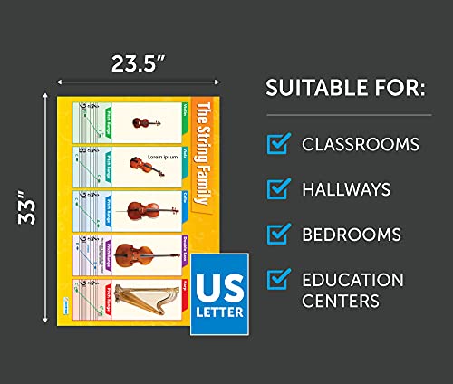 Daydream Education String Instruments Family | Music Posters | Gloss Paper Measuring 33” X 23.5” | Music Charts For The Classroom | Education Charts #TOP1