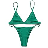 RELTANGL Women's Halter Top Tie Side Bottom Swimwear Bikini Set, Medium, US(4-6), Green