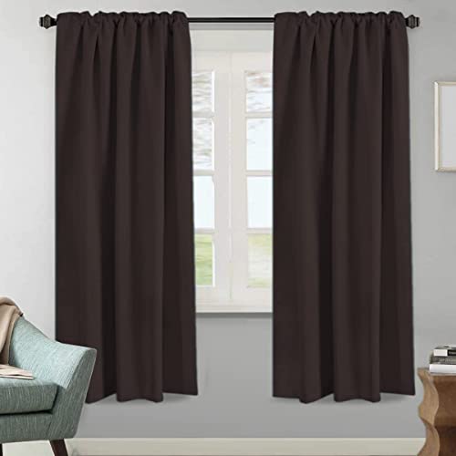 Image of H.VERSAILTEX Blackout Curtains Thermal Insulated Window Treatment Panels Room Darkening Blackout Drapes for Living Room Back Tab /Rod Pocket Bedroom Draperies, 52 x 72 Inch, Chocolate Brown, 2 Panels