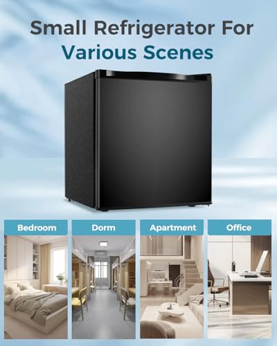 Image of Feelfunn Small Fridge with Freezer - 1.7 Cu.Ft Single Door Mini Fridge with Adjustable Thermostat, Energy Saving, Low Noise, Small Refrigerator for Bedroom, Office, Dorm, Apartment, Classroom - Black