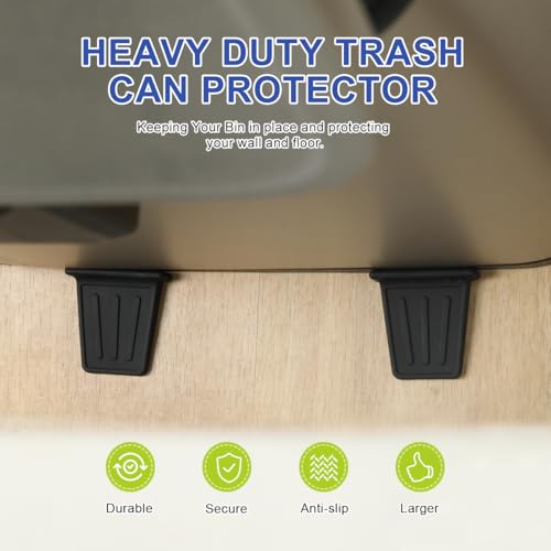Image of LANMU Upgraded Wall Protector Behind Trash Can for Heavy Duty Trash Can, 2 Pcs Silicon Garbage Can Bumper, Wall Spacer Garbage Bin for Round & Square Waste Baskets, Stop Moving Backward