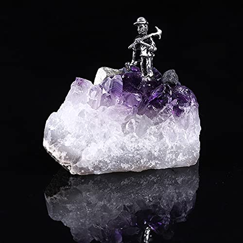 LiuliuBull Águila Natural Cueva Crystal Cave Amethyst Cluster Miner Modelo Modelo Espécimen Decoración del hogar Artesanía (Size : Amethyst Cluster Random)