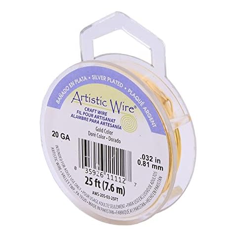 Artistic Wire Silver Plated Tarnish Resistant Copper Craft Wire Gold Color, 20 Gauge / .81 mm, 25 ft / 7.6 m Cover