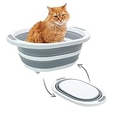 Picture of Fhiny Open Cat Litter Box, Small Litter Box for Kittens Low Entry Kitty Potty Pan Foldable Travel Toilet Waterproof for Indoor Small Pet Senior Cats 15.7"×12.5"