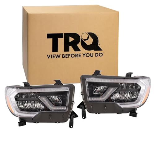 Image of TRQ 2 Piece Headlight Assembly Set Driver & Passenger Side Compatible with Toyota Sequoia Platinum 2018-2022 TO2502265 TO2503265 5113204AB 5113205AB 81110-0C190 811100C190 81150-0C150 811500C150