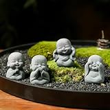 Cartoon Buddha Figurine Ornament with Bluestone Sand Bonsai, Imitation Stone Carving, 4 Sets