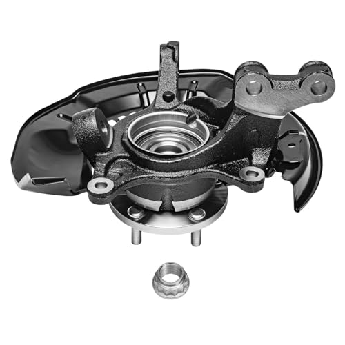 Image of Detroit Axle - AWD 3.5L Front Steering Knuckles & Wheel Hub Bearings Outer Tie Rod Ends Replacement for 2008-2013 Toyota Highlander - 4pc Set