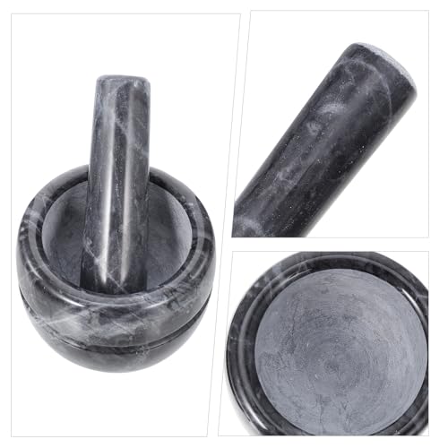 Mortero de mármol negro KICHOUSE con pulido fino, machacador elegante de diseño simple para el hogar 7