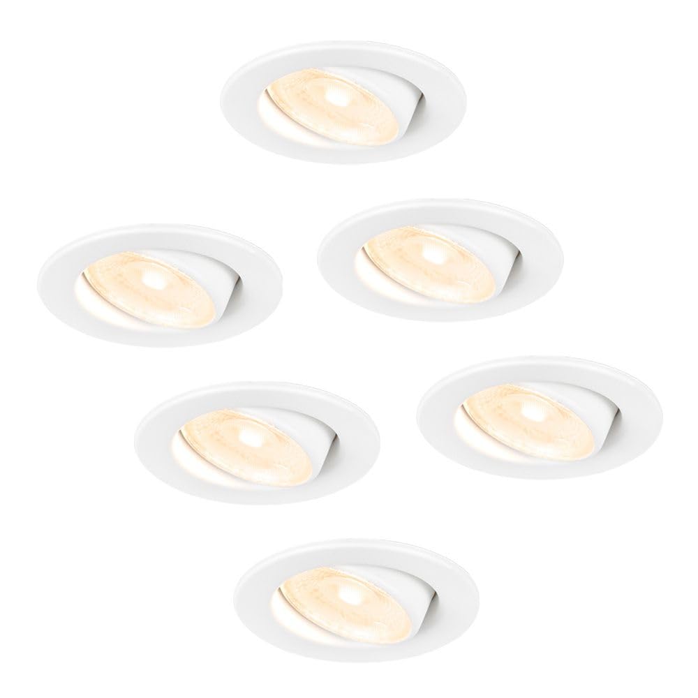 HOFTRONIC - Malta - 6er LED Einbaustrahler Weiß - 5W 2700K Warmweiß - IP44 Wasserdicht - Schwenkbar, Dimmbar - Deckenstrahler für innen, außen und Badezimmer - 5 Jahre Garantie
