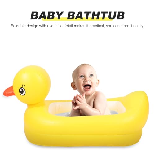 Image of Sosoport Baby Inflatable Bathtub Animal Duck Portable Infant Toddler Bathing Tub Mini Air Swimming Pool Shower Basin for Kids Boys Girls