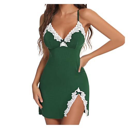 Chemise de nuit ensemble de lingerie érotique sexy en maille ajustée avec fente plongeante