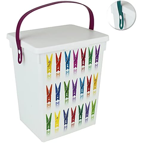Wäscheklammer Box 5L Wäscheklammerbox Kunststoff Wäscheklammerbehälter Cover
