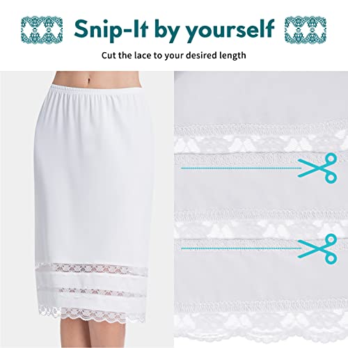 Subtueay Half Slip Lace Trim Half Slips For Under Dresses Knee Length Womens Half Slips For Under Dresses 19-26 Inchwhite Xxl #TOP1