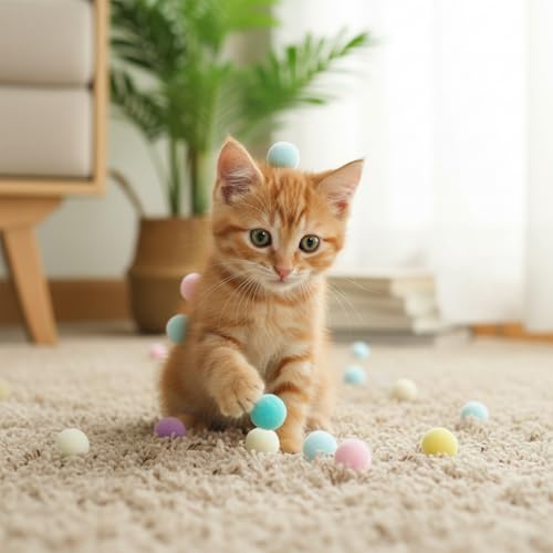 200 Stück Bunte Pompons Zum Basteln, 15mm Pastell Pompoms, Bunte Filzkugeln, Mini Pompons Zum Basteln Für DIY Kreative, Partydekoration, Handwerk, Weihnachten