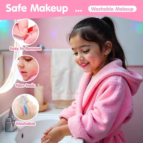 Image of Kidology Kids Makeup Kit for Girl, Unicorn Toys for Girl Real Washable Makeup Girls Princess Play Make Up Toys, Makeup Set for Age 3+ Year Old Christmas & Birthday Gift (Mermaid Suit Case Makeup Set)