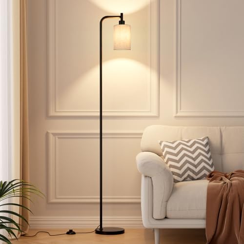 Image of Ziisee Floor Lamps for Living Room - Tall Standing Lamp with Linen Shade, Floor Lamp with LED Bulbs, Modern Floor Lamps for Bedroom Office Corner