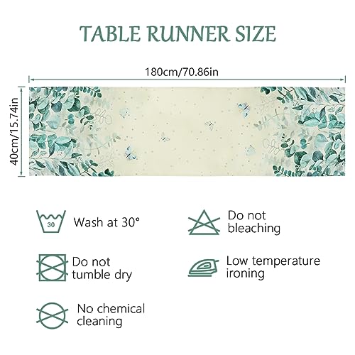 AUAUY Butterfly Eucalyptus Leaves Table Runner - Image 3