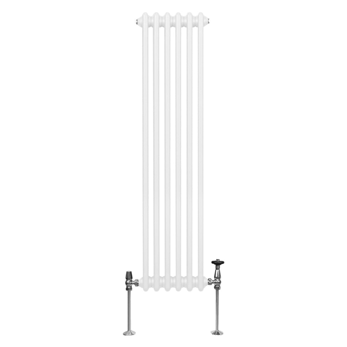 Radiateur Traditionnel à Double Colonne 1500 x 292 mm, Chauffage Moderne Vertical en Acier au Carbone Blanc Brillant, Cuisine Salon Salle de Bain [Brosse, Attaches Murales & Supports INCLUS]