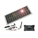 Hipzeepo Kit de Panel Solar Dual de 30 W y 12 V, Resistente Al Agua IP65, para Uso en Interiores y Exteriores. de Energía Solar Portátil.