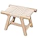 Taburete/reposapiés ZHANGQIANG Cuerda De Cuero Tejida A Mano De Madera Maciza Pura Que Cambia Sus Zapatos Taburete Pequeño Taburete para Niños (Color : Red Oak Beige, Size : 37 * 24 * 25cm)