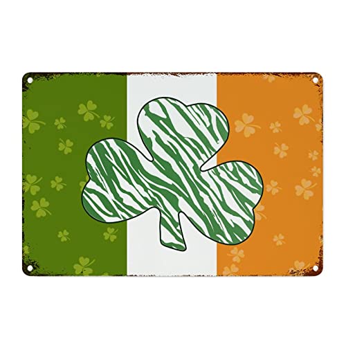 Porte-bonheur trèfle de l'Irlande en plaque métallique rétro chic pour le salon