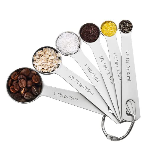 YIFENG Messlöffel aus 18/8 Edelstahl, 6er-Set zum Messen von trockenen und flüssigen Zutaten Cover