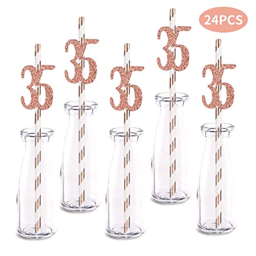 Pitillos Decorativos Rose Gold Glitter 24 pzas miniatura 2