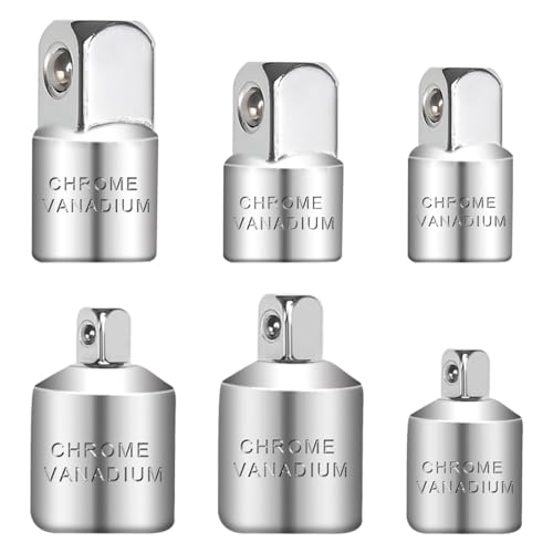 Stecknuss Adapter, 6 Stück Stecknuss-Adapter für Ratschen 3/8 auf 1/4, 1/4 auf 3/8, 1/2 auf 3/8, 3/8 auf 1/2, 1/4 auf 1/2, 1/2 auf 1/4 für Nuss Knarren Steckschlüsseln
