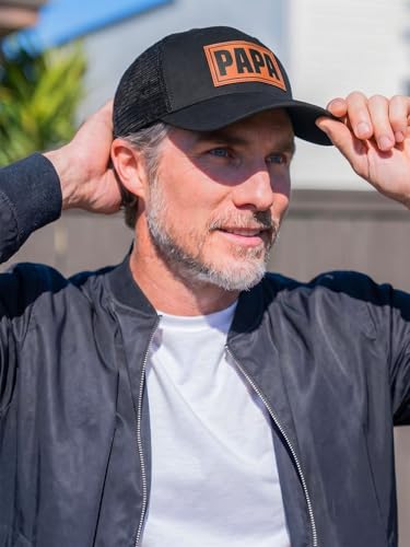 Image of Papa Dad Trucker Hat - Adjustable Men's Snapback Hats for Dad Grandpa, Fathers Day Birthday Gifts from Daughter Son