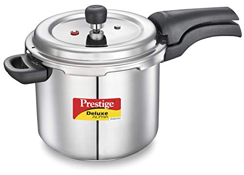 Image of Prestige Svachh Deluxe Alpha 3.0 Litre Stainless Steel Pressure Cooker & Prestige Svachh Deluxe Alpha 5.5 Litre Stainless Steel Pressure Cooker