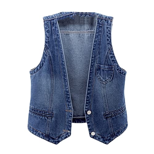Gilet vintage en denim sans manches avec coupe ajustée bleu marine 606 robuste