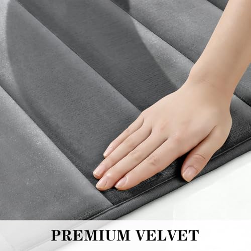 BYSURE Dark Grey Memory Foam Bathroom Rug Set 3 Piece by BYSURE - Image 6