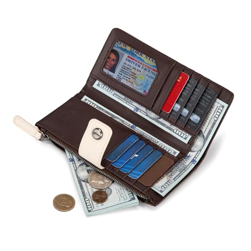 Image of Montana West X Wrangler Womens Wallet Bifold Ladies Female Large Capacity Wallet Minimalist Card Cases Money Organizer RFID Blocking Wallet with ID Window and Zipper Pocket