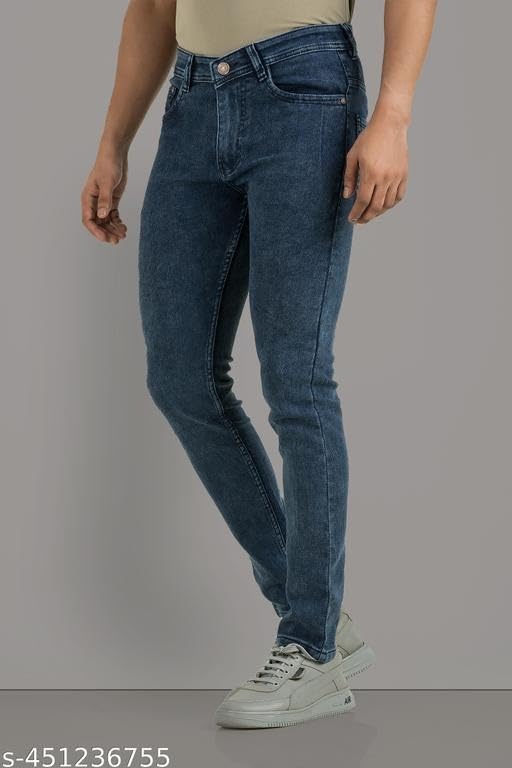 Image of Men's Solid Comfortable Slim Fit Jeans
