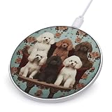 Poodles Dogs Wireless Charger 10W Portable Fast Wireless Charging Pad Compatible with Phone Slim Charging Station Lightweight Charger Mat Charging Block for Travel Home Office