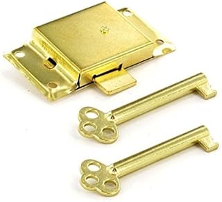Cupboard Door Lock with 2 Keys 63mm in Electro Brass Finish
