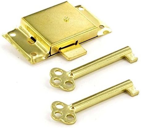Cupboard Door Lock with 2 Keys 63mm in Electro Brass Finish