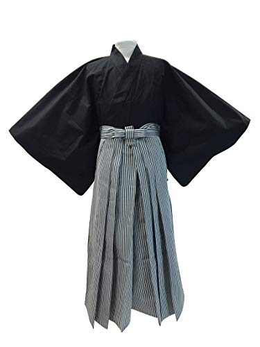 Edoten Japanese Samurai Hakama Uniform Bk×Shima　L #TOP3