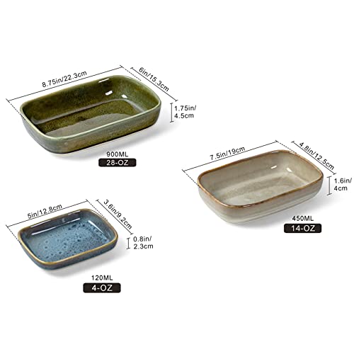Unicasa Ceramic Casserole Bakeware Sets, Baking Dish For Oven - Mini Lasagna Cake Pan 6 X 8 Inch For Kitchen Cooking & Serving Microwave, Oven Safe - 3-Piece, Assorted Colors #TOP1