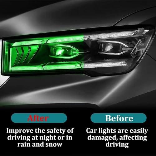 Image of HOME13 Self Adhesive Auto Car Tint Headlight Taillight Fog Light Vinyl Smoke Film Sheet Sticker Cover Car & Bike Protection Film (Green, 12x50 Inch)