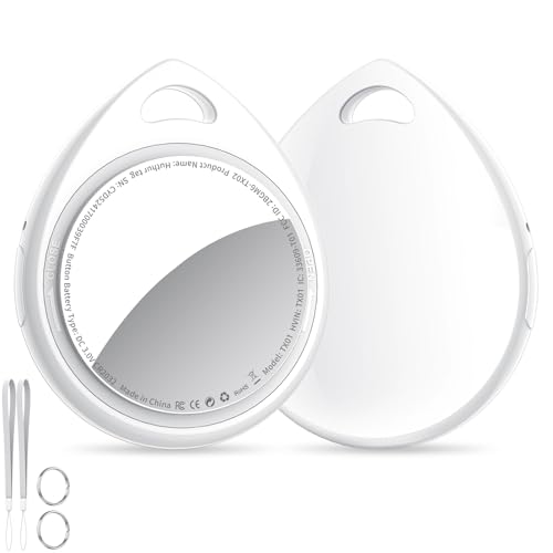 QCOQ Tracker Tags 2 Pack Blanco, Buscador de Objetos Bluetooth Compatible con Buscar Apple (Sólo iOS), Smart Localizador Bluetooth para Llaves, Equipaje, Cartera, Mochila, Batería Reemplazable