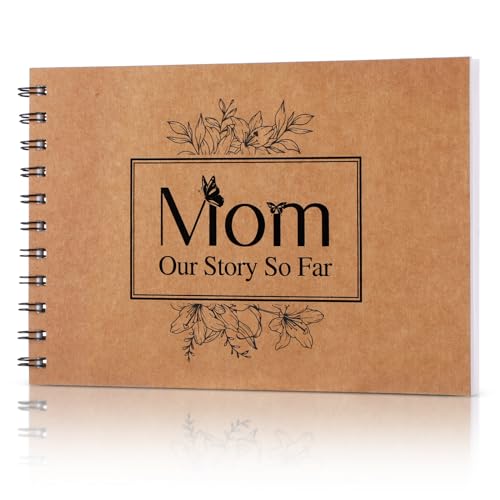 Tenceur Mom Our Story So Far Scrapbook 8.3 x 5.8 Inch Journal Wedding Anniversary Scrapbook Mom Photo Album Journal DIY Memory Book Christmas Idea Gift for Couples, Mother