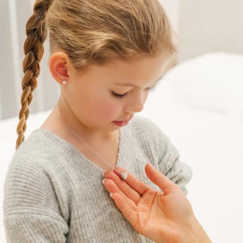 925 Sterling Silver Plain Polished Heart Necklace For Young Girls and Pre-Teens 16" - Heart Shaped Jewelry Gifts For Little Girls4