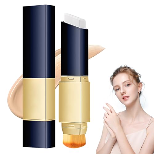 OIXYA Barra base de maquillaje, barra de base blanca 2 en 1, barra corrector completa con pinceles cosméticos,maquillaje coreano, maquillaje corrector hidratante (Color natural)