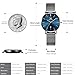 OLEVS Black Watch for Women Blue Face Slim Womens Watch for Small Wrists Easy to Read Stainless Steel Mesh Bracelet Female Dress Wristwatch with Date Fashion Casual Thin Ladies Wristwatch Waterproof