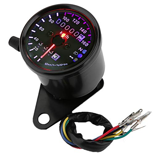 Universal Shockproof Resistant Motorcycle LED Backlight Odometer Gauge for Riders Night Aluminum Black