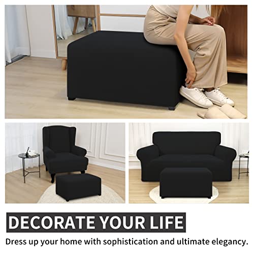 Protector de muebles elástico grande negro ideal para cuidar tu otomana rectangular 6